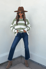 Callahan Green and White Striped Sweater