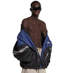3B Sports Icon Off Shoulder Balenciaga Men's and Women's Autumn and Winter Letter Logo Print Splicing Zip Loose Fit Long Sleeve Jacket #99468