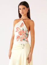 Loreta Beaded Tie Back Top - Siena Floral