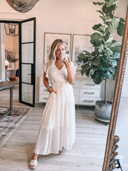 Celine Crochet Lace Tiered Boho Midi Dress