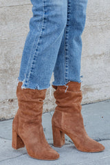 Chinese Laundry Kipper Brown Suede Heeled Boots - FINAL SALE