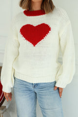 Chunky Cream Heart Shape Sweater - FINAL SALE