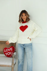 Chunky Cream Heart Shape Sweater - FINAL SALE