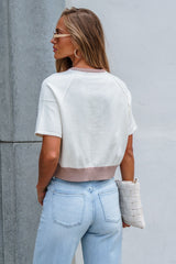 Contrast Button Front Sweater - Cream