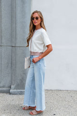 Contrast Button Front Sweater - Cream