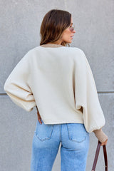 Contrast Ribbed Cardigan - Cream
