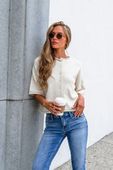 Corbin Button Down Sweater Cardigan - Cream