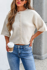 Corbin Button Down Sweater Cardigan - Cream