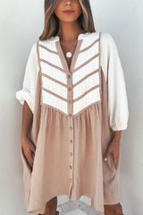 Cream Color Block Tunic Dress-FINAL SALE