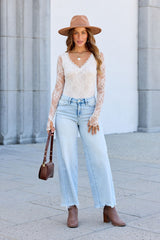 Cream Sheer Lace Bodysuit