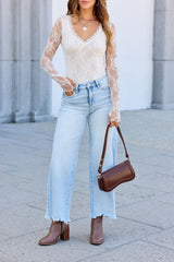 Cream Sheer Lace Bodysuit