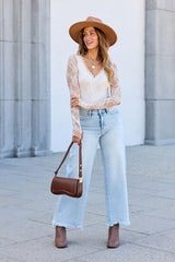 Cream Sheer Lace Bodysuit