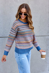 Denim Stripe Textured Sweater