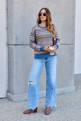Denim Stripe Textured Sweater