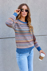 Denim Stripe Textured Sweater
