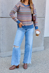 Denim Stripe Textured Sweater