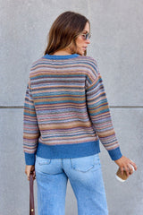 Denim Stripe Textured Sweater