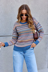 Denim Stripe Textured Sweater