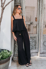 ELAN Black Lace Trim Wide Leg Pants - FINAL SALE