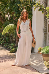Elan Flowy Wide Leg Pants - Ivory - FINAL SALE
