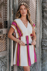 ELAN Natural Striped Kimono Dress - FINAL SALE