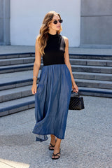 Elan Two Tone Midi Dress - Navy