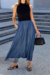 Elan Two Tone Midi Dress - Navy