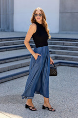 Elan Two Tone Midi Dress - Navy