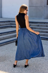 Elan Two Tone Midi Dress - Navy