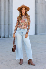 Elevated Floral Mesh Top - Cream