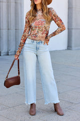 Elevated Floral Mesh Top - Cream