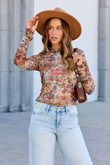 Elevated Floral Mesh Top - Cream