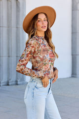 Elevated Floral Mesh Top - Cream