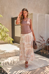 Evelyn Cream Print Maxi Skirt - FINAL SALE