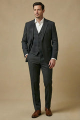Men's Three-Piece Wedding Guest Suit – Tailored Slim Fit Jacket. Waistcoat and Trousers for Formal Celebrations