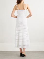 Embellished open-knit cotton and silk-blend midi dress