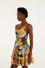 Multicolor Tropical Painting Mini Dress
