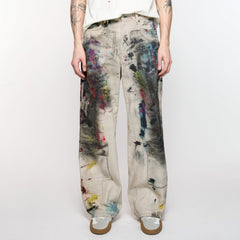 Acne Studios Men's Women's Four Seasons Old Graffiti Straight Leg Loose Fit Casual Denim Pants Ngvp #1693