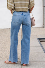 Flying Monkey Distressed Raw Hem Jeans - Light Wash
