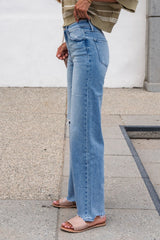 Flying Monkey Distressed Raw Hem Jeans - Light Wash
