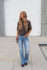 Flying Monkey Distressed Wide Leg Jeans - Light Wash