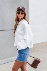 Free People Celeste Quarter Zip - Ivory