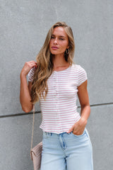 Free People Stripe Most Wanted Top - Mauve