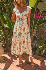 Garden Terrace Print Midi Dress - Cream-FINAL SALE