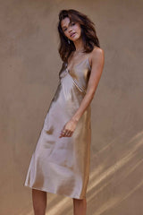 Silky Satin Midi Gold Outlet
