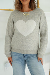 Grey and White Heart Shape Sweater - FINAL SALE