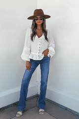 Hadley Cream Ruffle Lace Trim Blouse