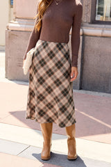 Hunter Plaid A-Line Midi Skirt - Green