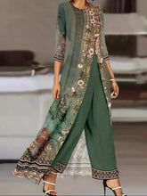 Jade | Women's Floral Print Two-Piece Set Long Top & Wide Leg Pants