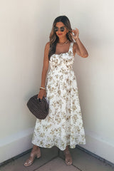 Jen Floral Corset Midi Dress - Cream